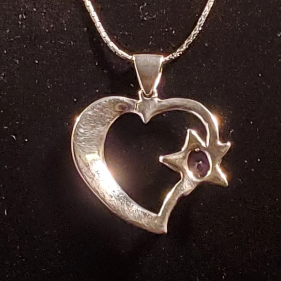 0277. Awesome Pendant & Chain is Sterling Silver ~ Marcasite ~ Ameythist ~ !!! - Picture 5 of 9